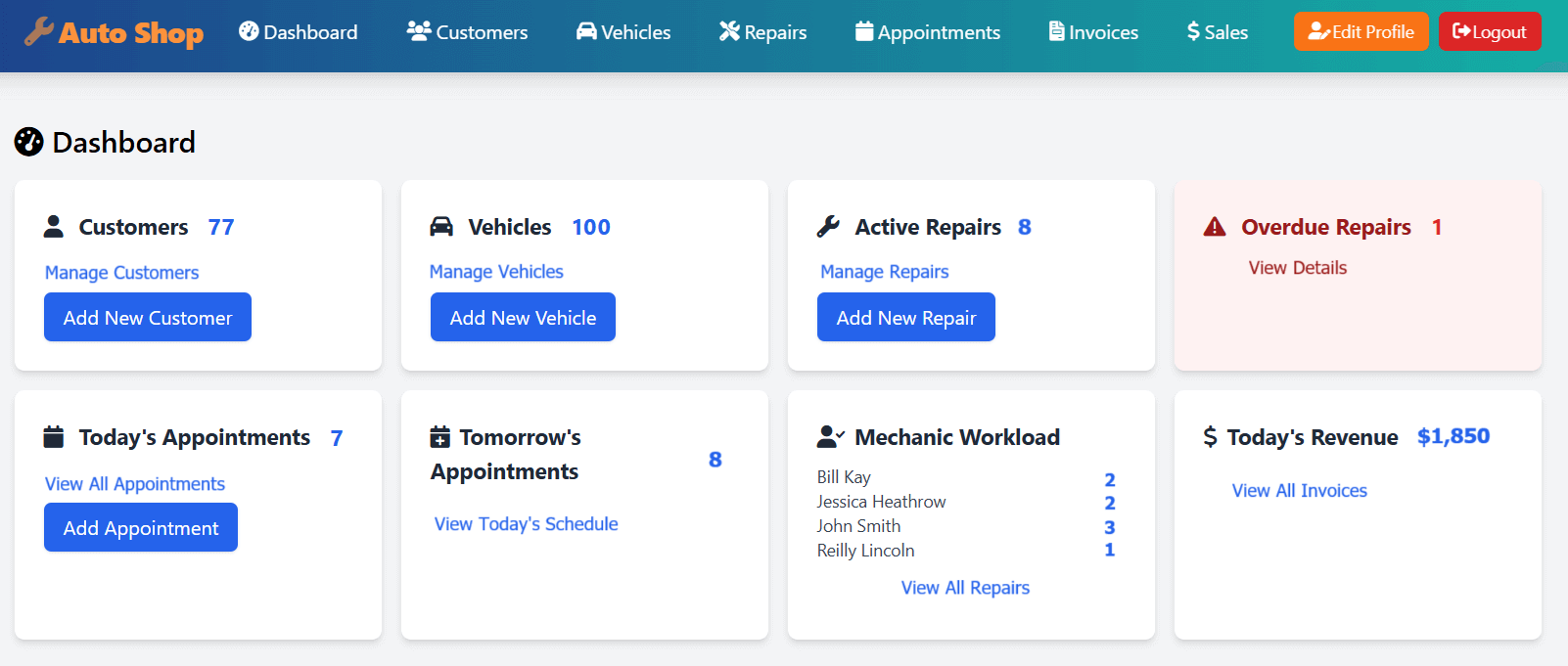 Dashboard preview